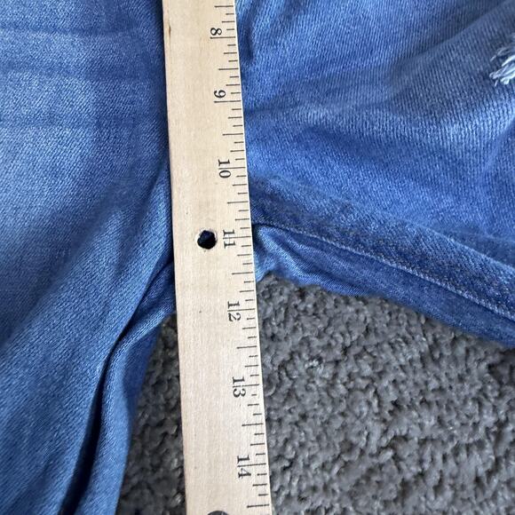 Cello Jeans Womens 3 Blue Medium Wash High Rise Distressed Flare Stretch Denim - Picture 6 of 13